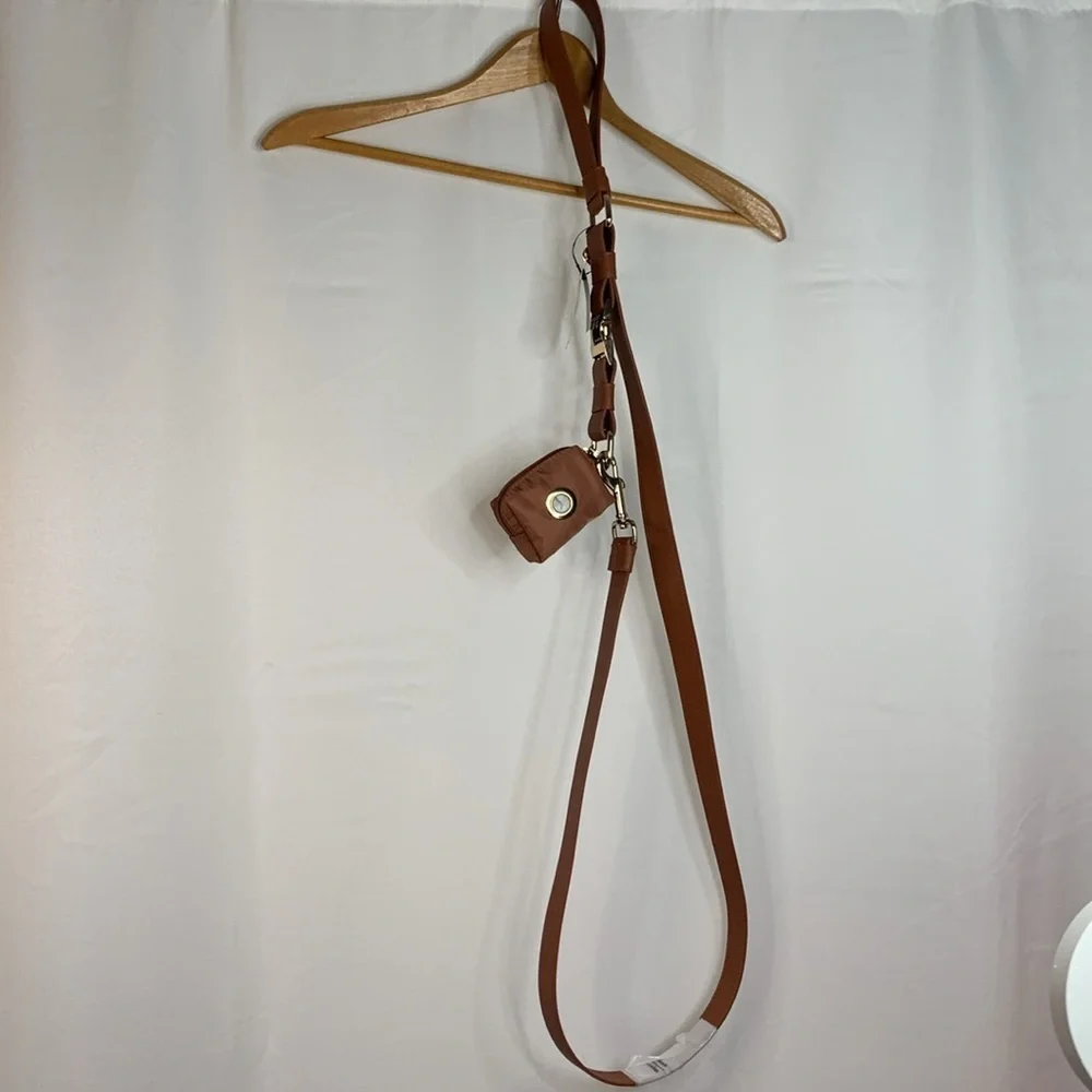 Express Tan Faux Leather 58” Dog Leash and Bag Set- NWT